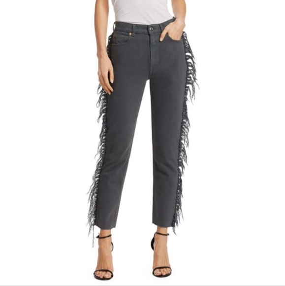 NWT IRO Paris Movement Fringe-Trimmed Cropped Jeans Size 27 - Picture 3 of 15